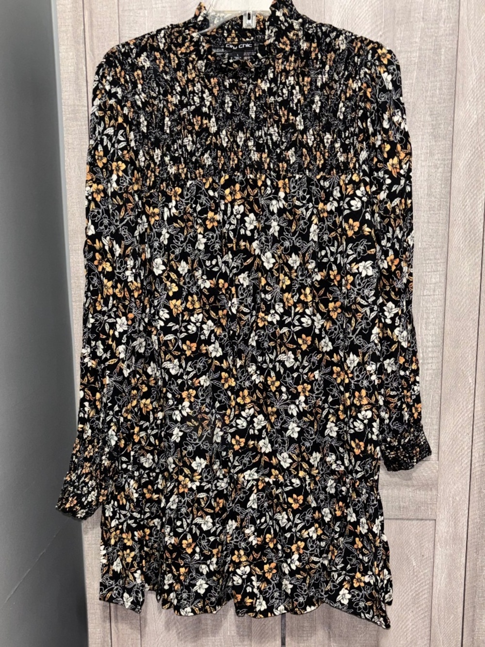 City Chic Fall Fashion Smocked Neck Dress Large